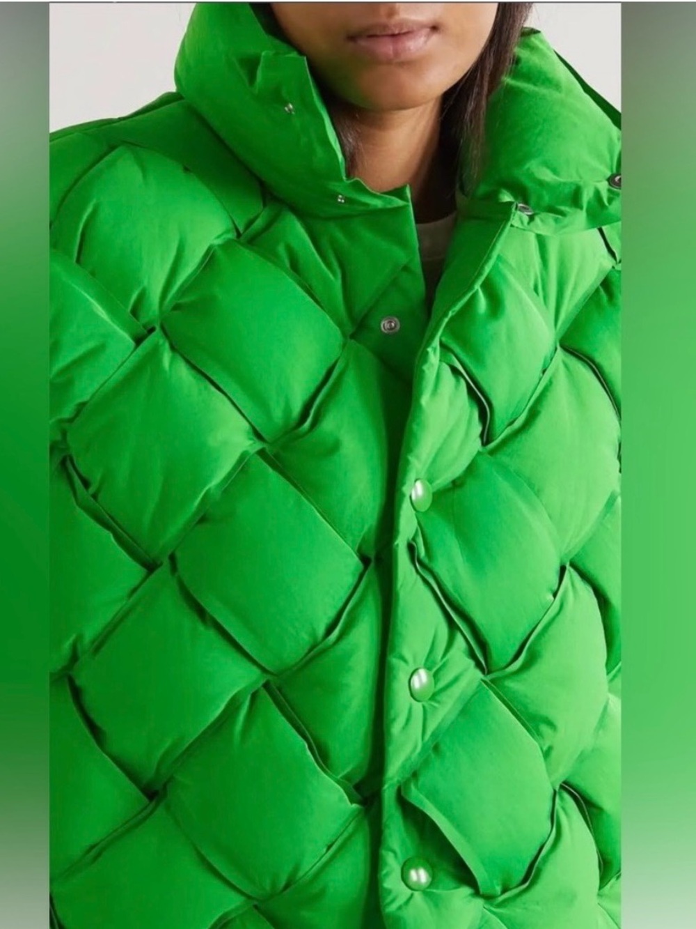 Vibrant Green Puffer Woven Technical Vest Snap M